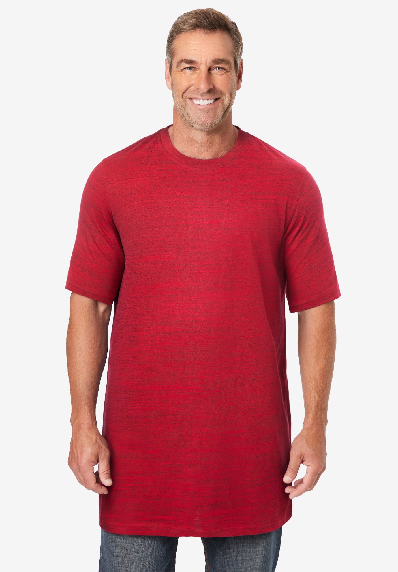 Shrink-Less™ Lightweight Longer-Length Crewneck T-Shirt image number 0