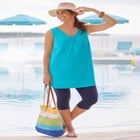 Perfect Sleeveless Shirred V-Neck Tunic image number null