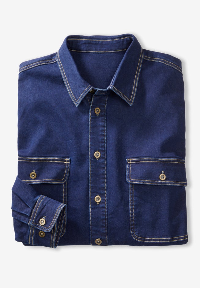 Knit Denim Shirt image number 3