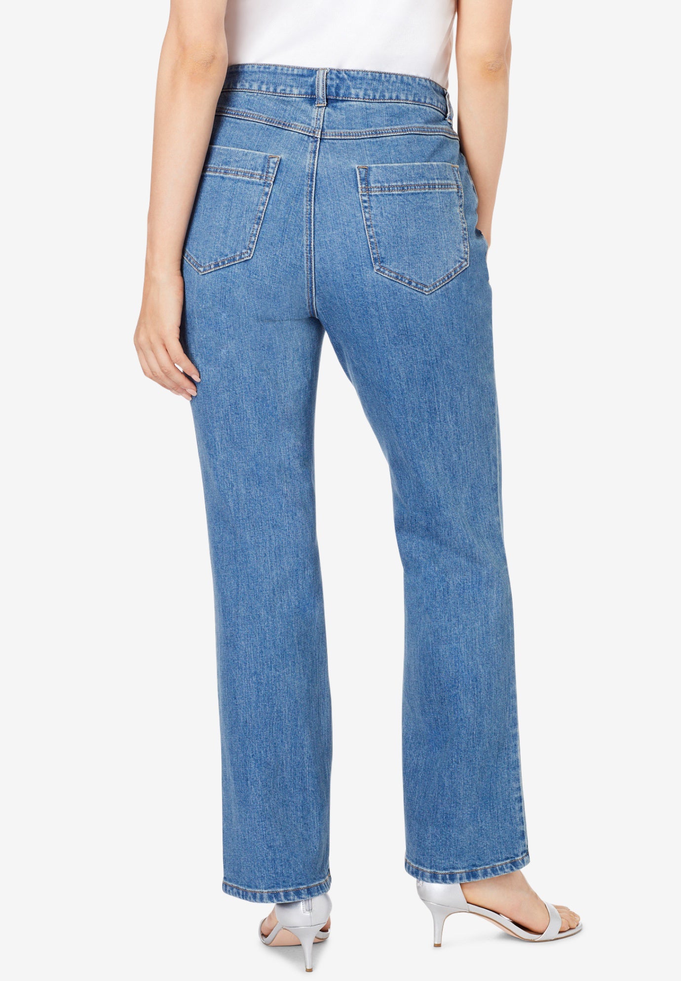 Plus Size Invisible Stretch&reg; Iconic Sequin-Embellished Bootcut Jean image number 1