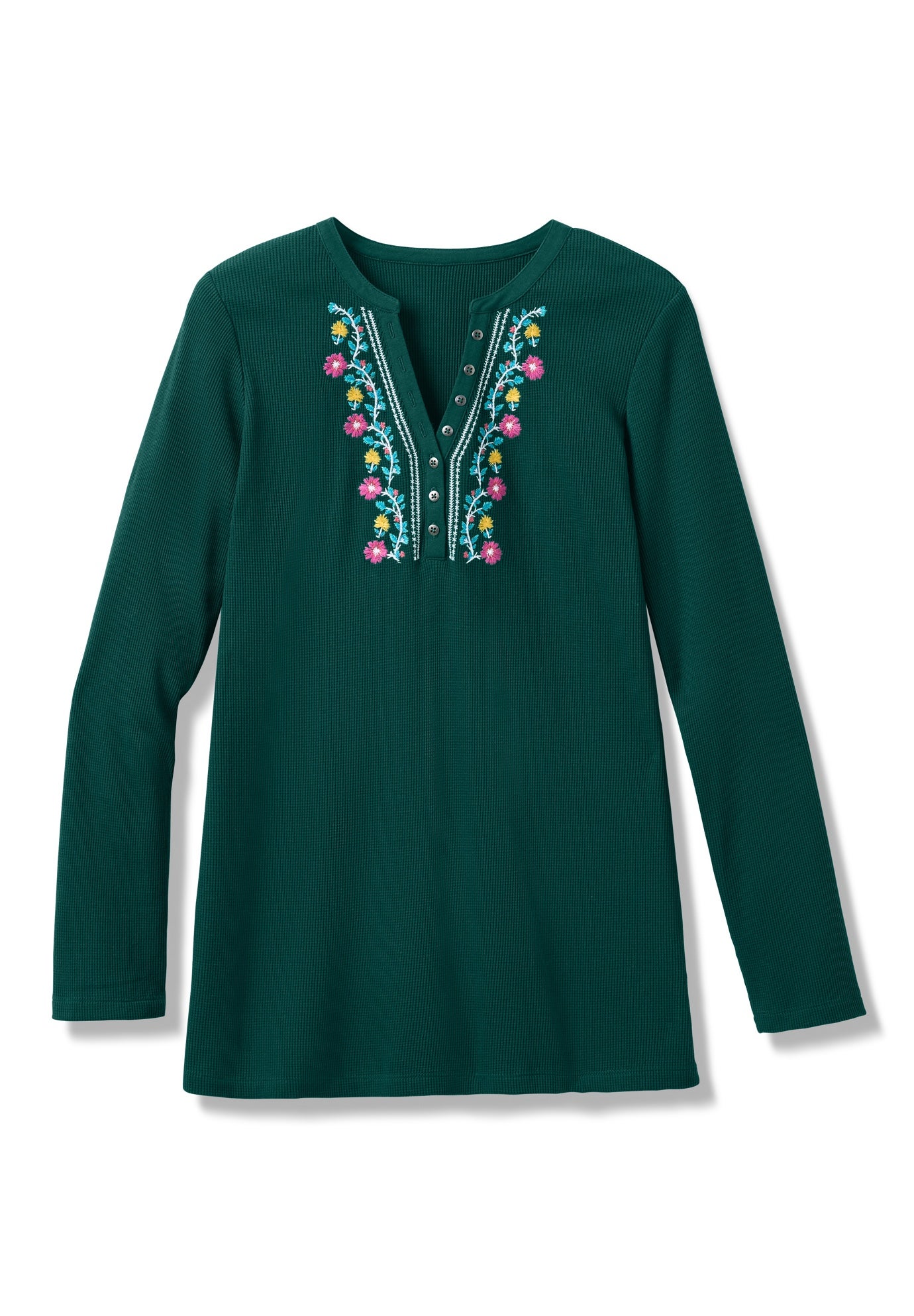 Embroidered Thermal Henley Tee image number 6