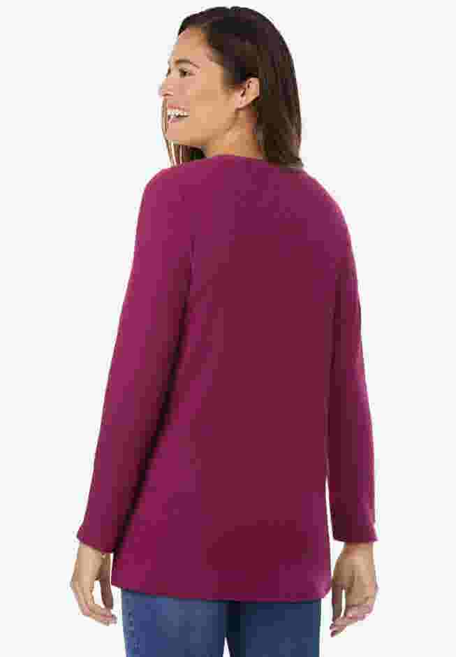Embroidered Thermal Henley Tee image number 1