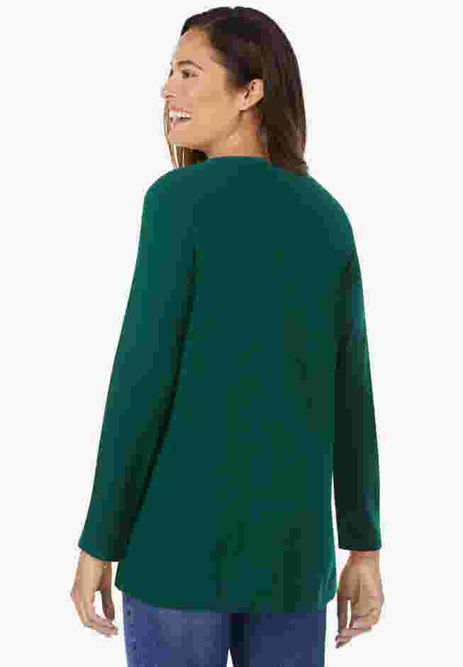 Embroidered Thermal Henley Tee image number 1
