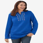 Embroidered Thermal Henley Tee image number null