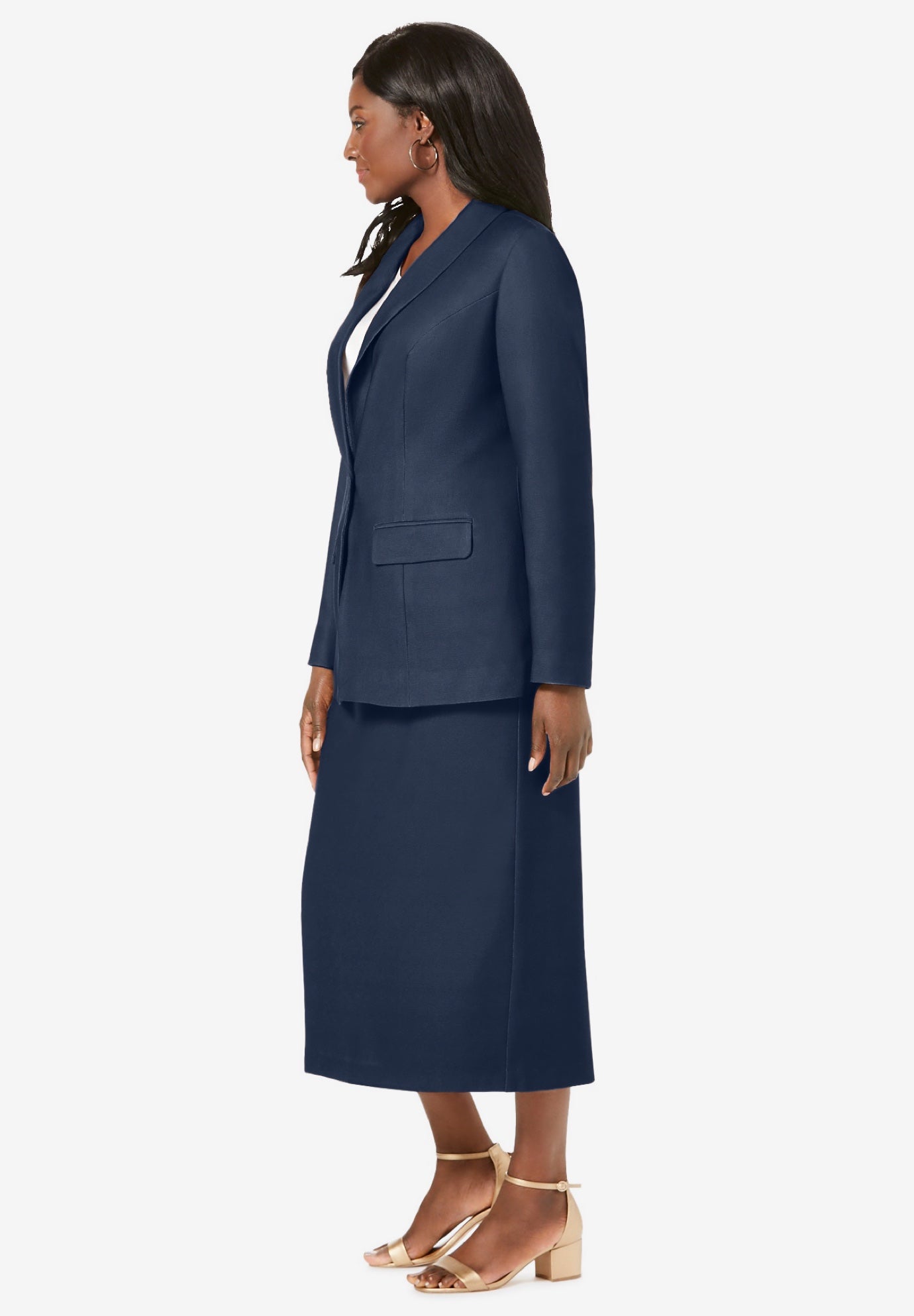 2-Piece Stretch Crepe Single-Breasted Skirt Suit image number 2
