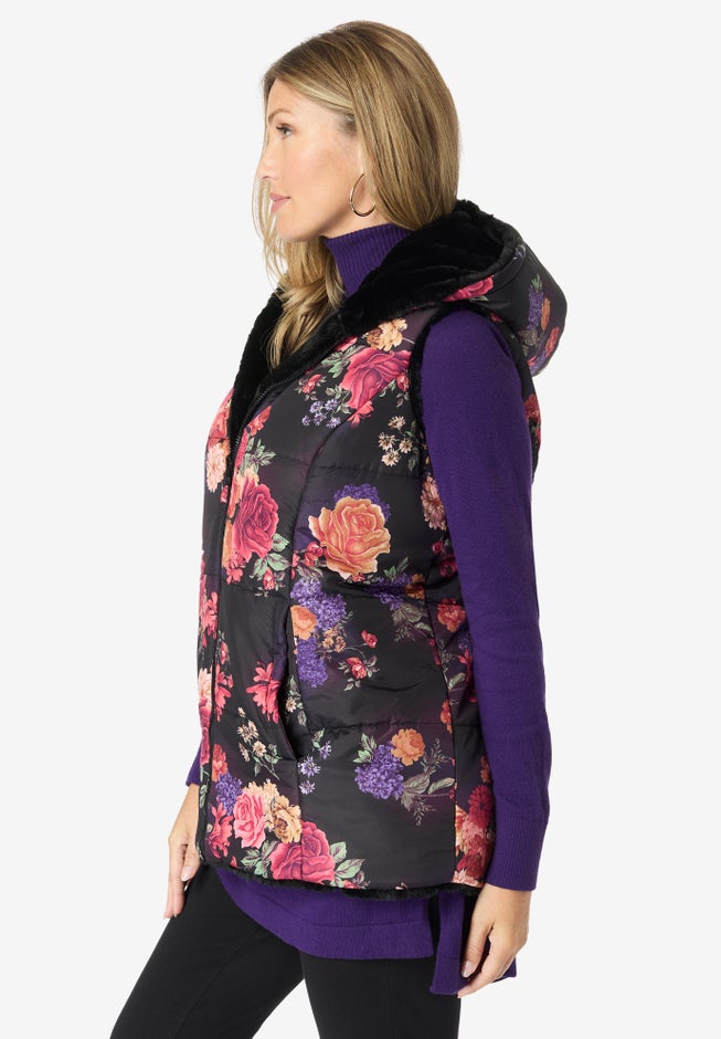 Plus Size 2-in-1 Puffer and Faux Fur Vest image number 2