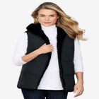 Plus Size 2-in-1 Puffer and Faux Fur Vest image number null