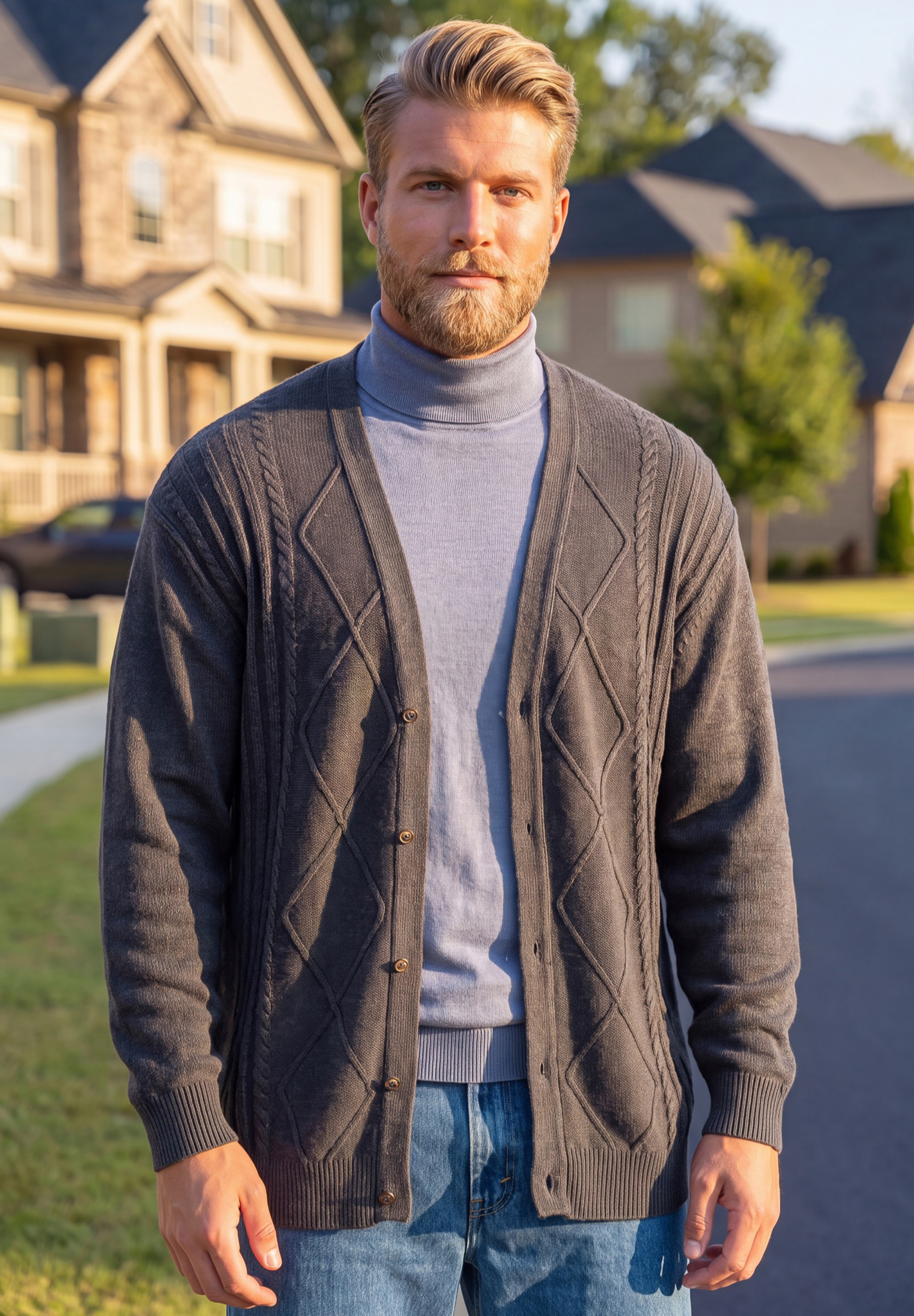 Shoreman&rsquo;s Cardigan Cable Knit Sweater image number 3