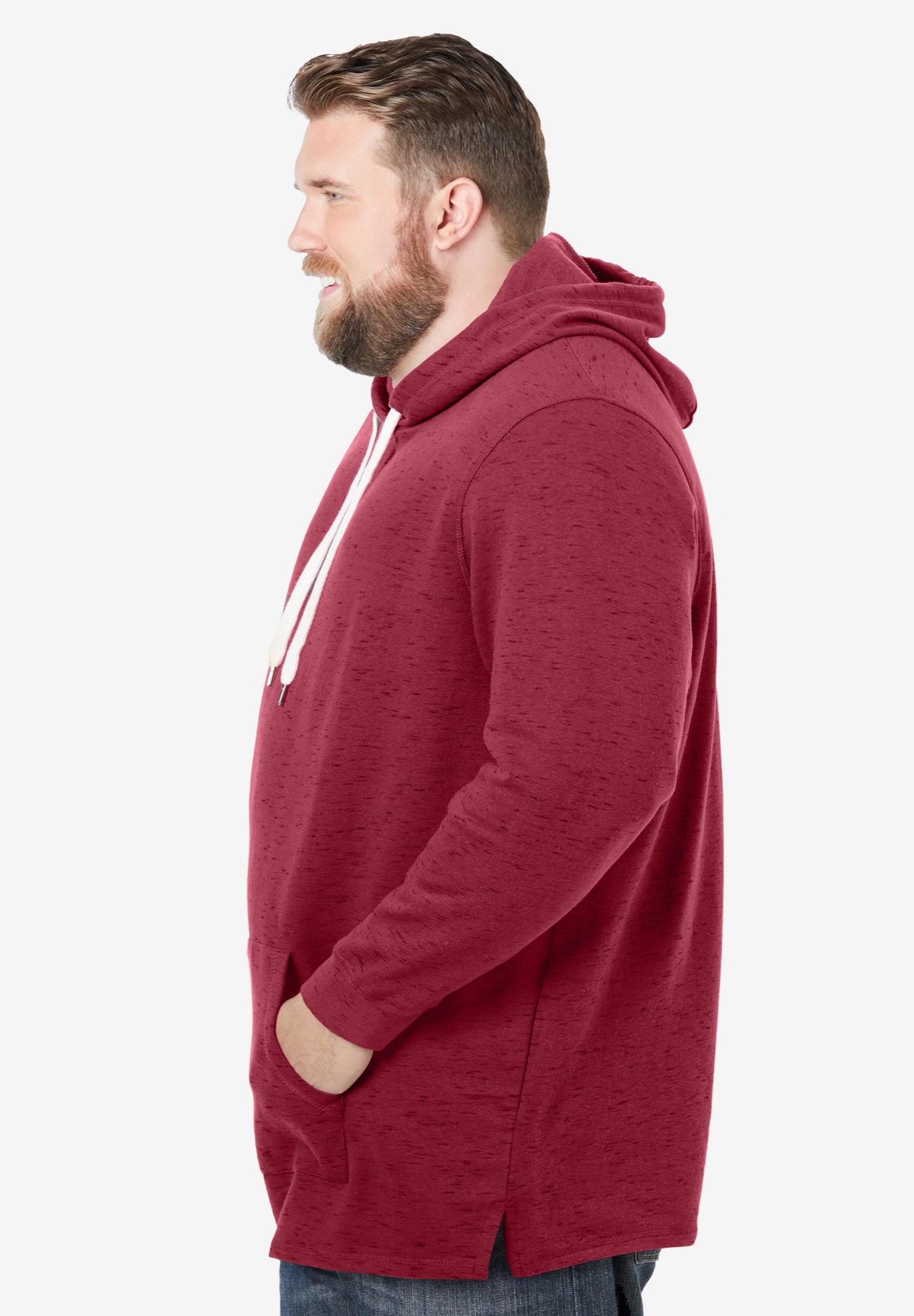 Fleece longer-length pullover hoodie image number 2