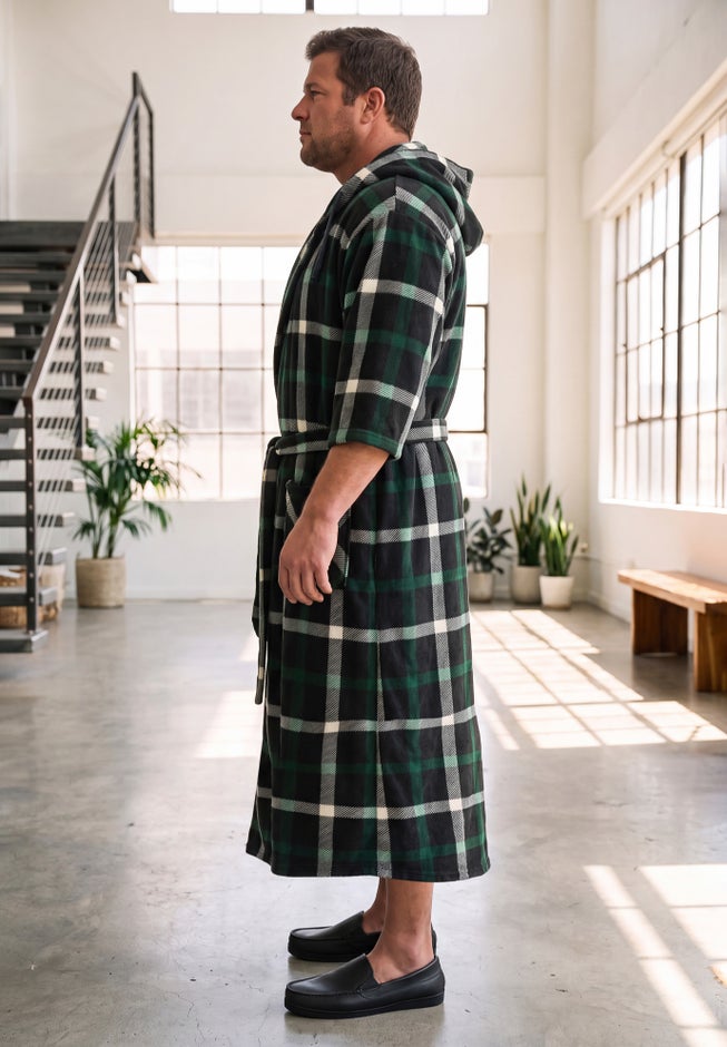 Hooded Microfleece Maxi Robe with Front Pockets image number 1