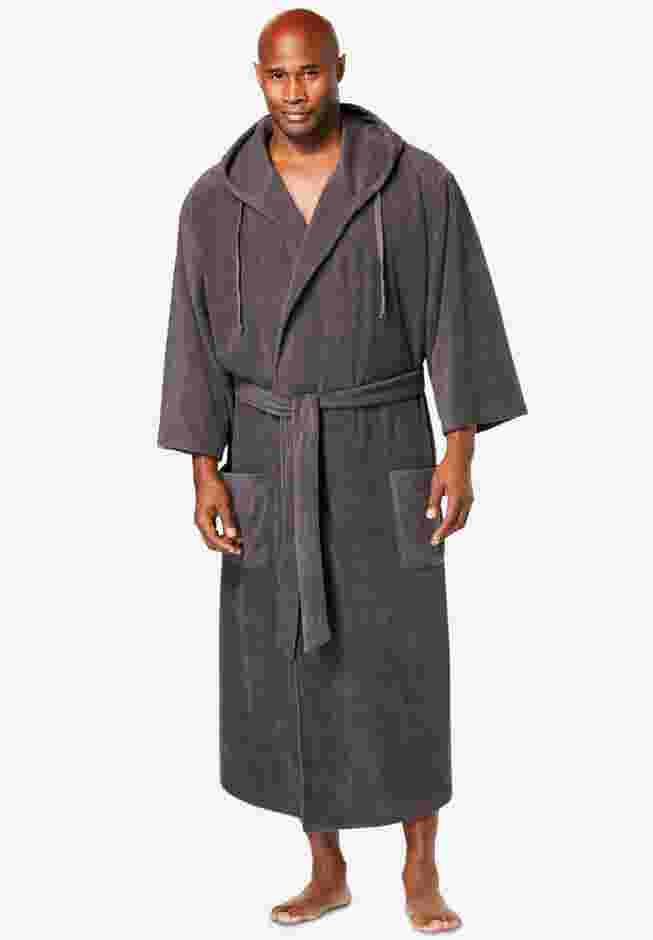 Hooded Microfleece Maxi Robe with Front Pockets image number 0