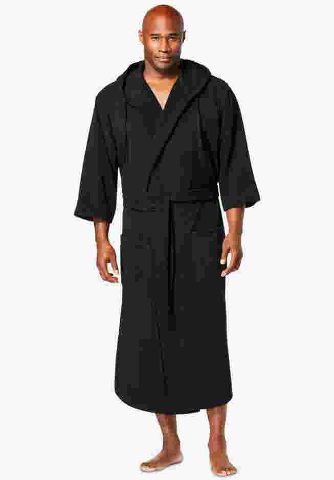 Hooded Microfleece Maxi Robe with Front Pockets image number 0