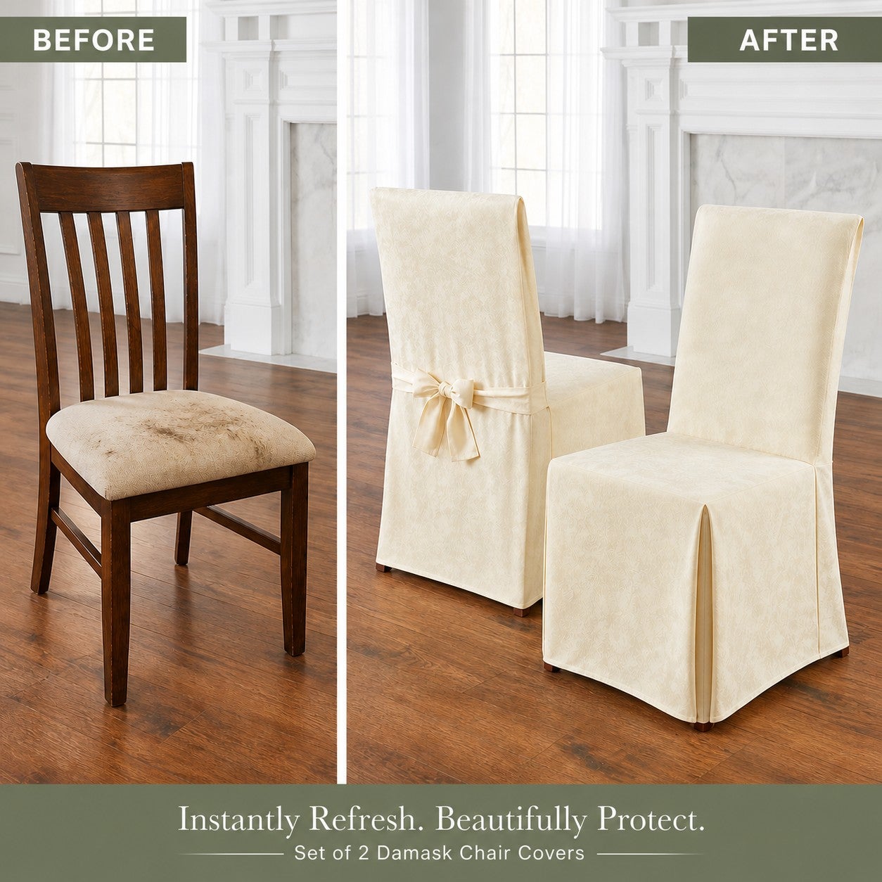 Damask Set of 2 Chair Covers image number 1