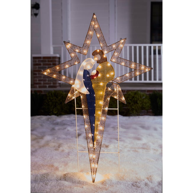 52"H Pre-Lit Northern Star with Holy Family image number null