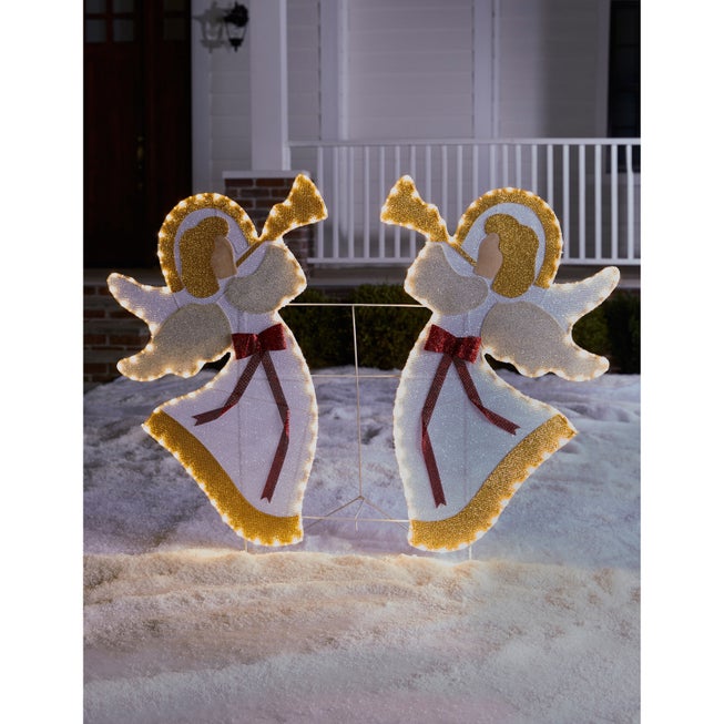 set of 2 pre-lit outdoor angels image number null