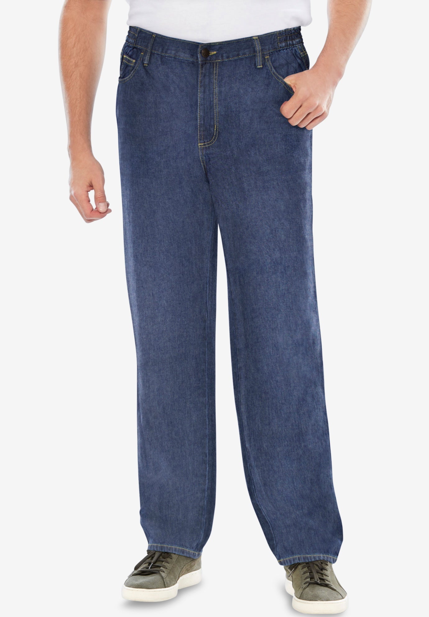 Lightweight Comfort Side-Elastic 5-Pocket Jeans image number 0
