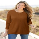 Long-Sleeve Crewneck Soft Waffle Knit Thermal Shirt image number null
