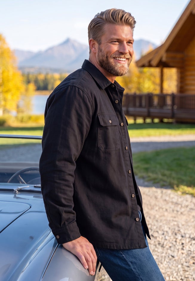 Flannel-Lined Twill Shirt Jacket image number 2