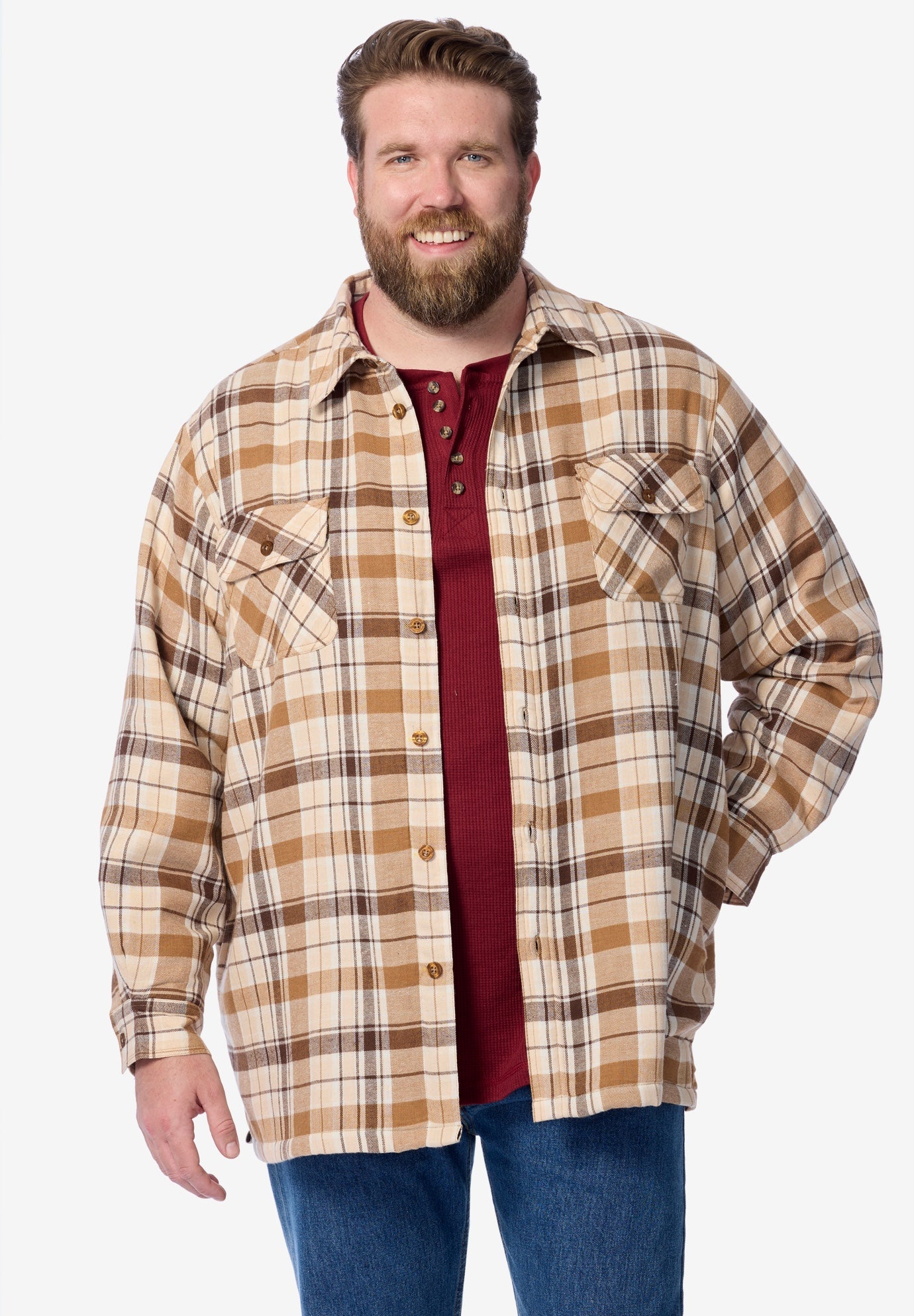 Fleece-Lined Flannel Shirt Jacket image number 1