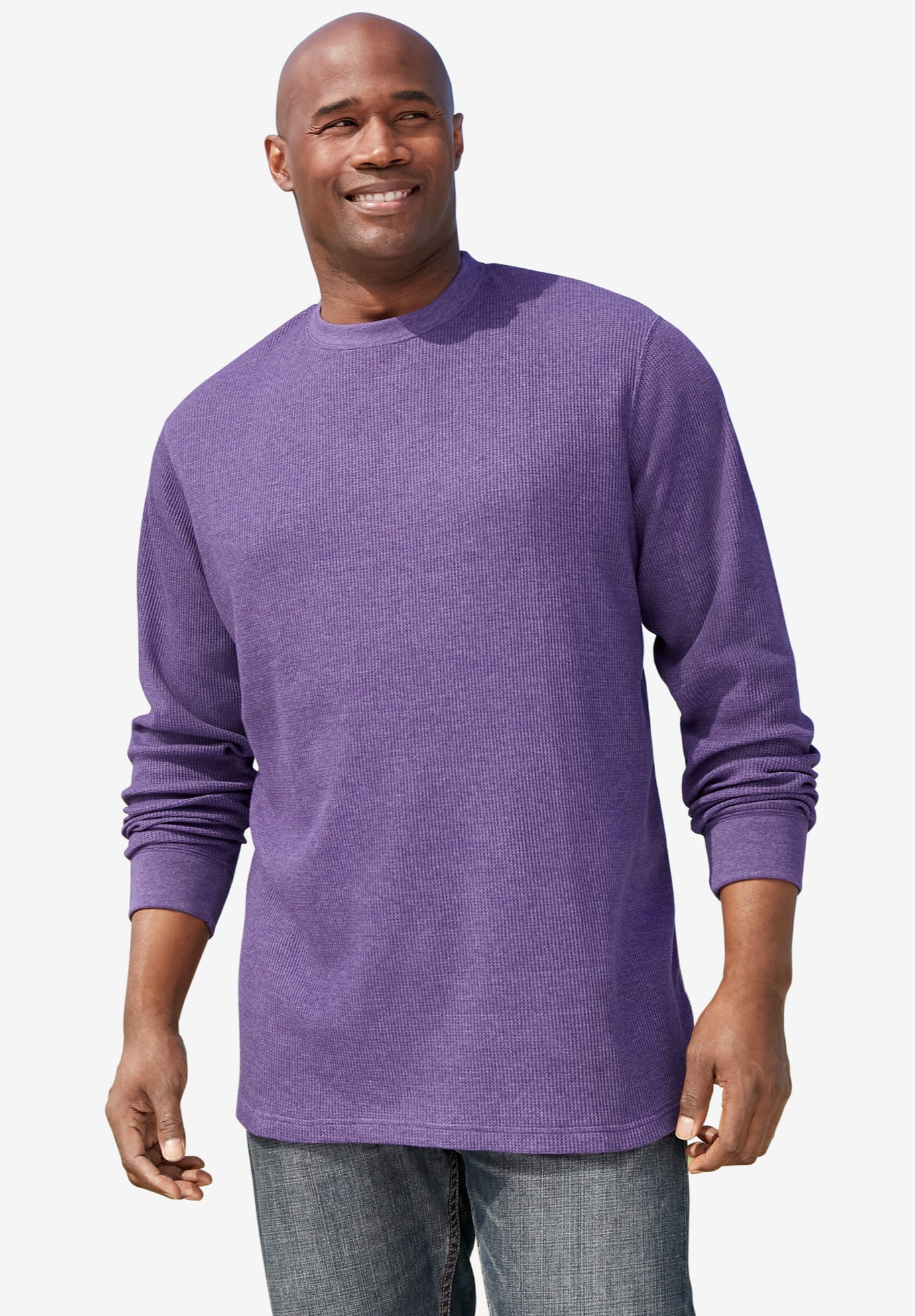 Waffle-Knit Thermal Crewneck Tee image number 0