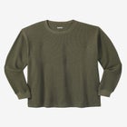 Waffle-Knit Thermal Crewneck Tee image number null