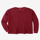 Waffle-Knit Thermal Crewneck Tee image number null