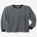 Waffle-Knit Thermal Crewneck Tee image number null
