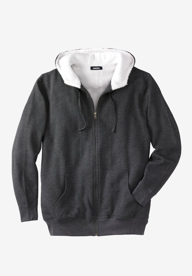 Sherpa-Lined Fleece Zip Hoodie image number 0