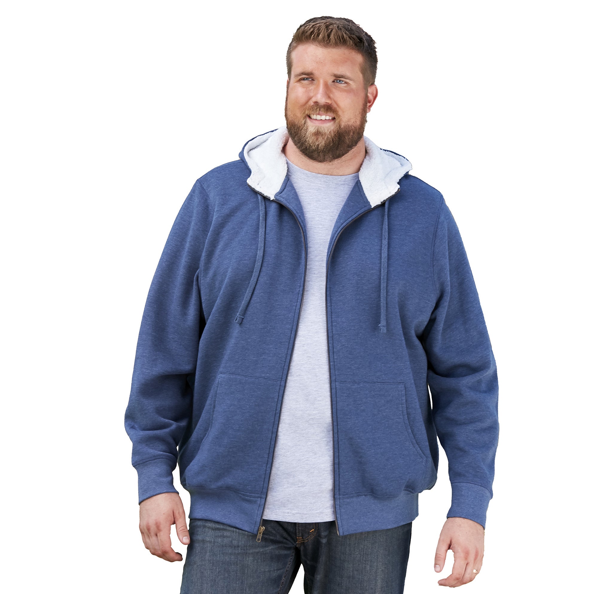Sherpa-Lined Fleece Zip Hoodie image number 0