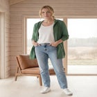 French Terry Long Sleeve Zip-Front Tunic Hoodie image number null