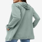 French Terry Long Sleeve Zip-Front Tunic Hoodie image number null