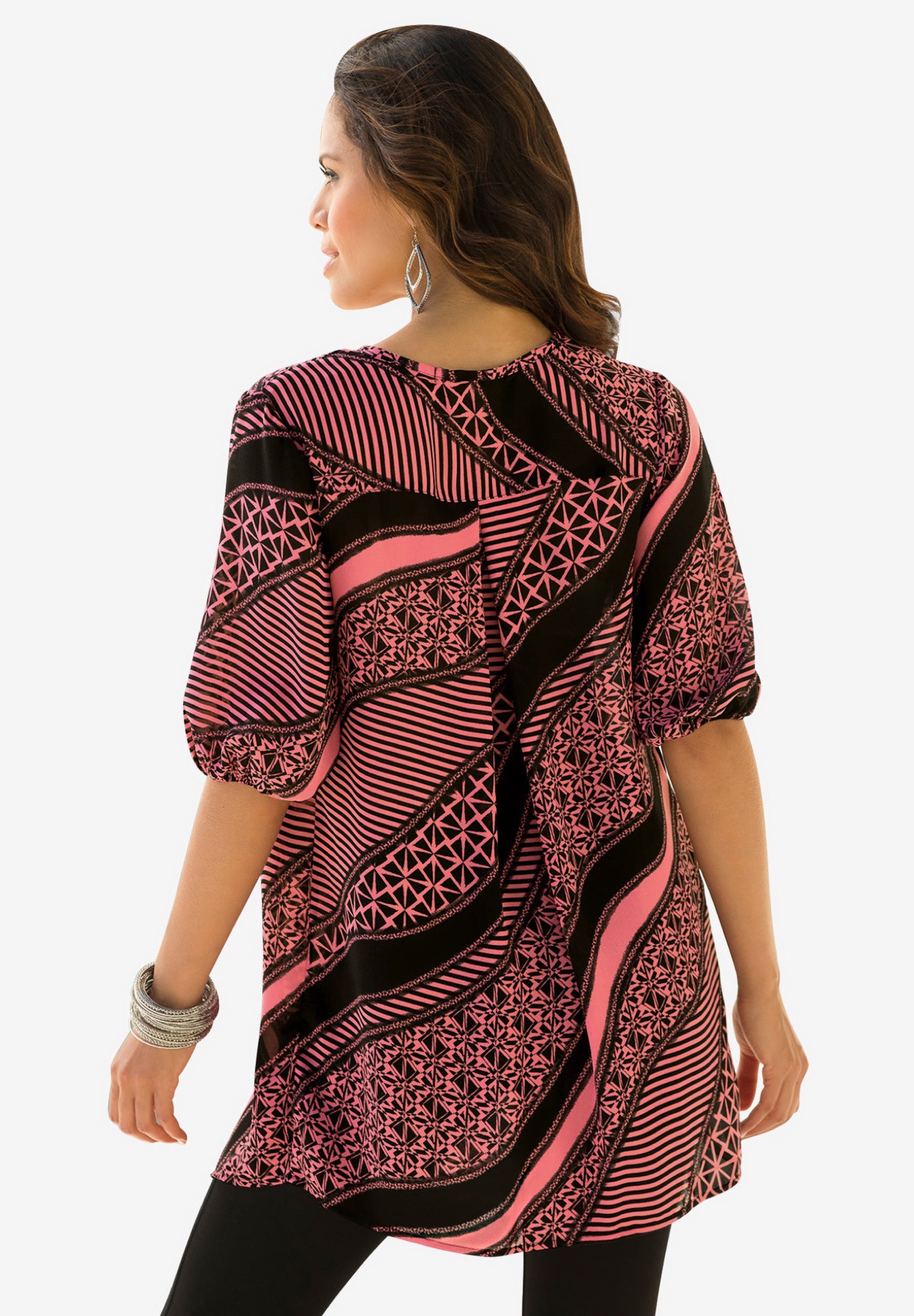 Printed Y-Neck Georgette Top image number 1