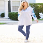 Side Pocket Ankle-Length Pull-On Stretch Knit Cotton Spandex Leggings image number null