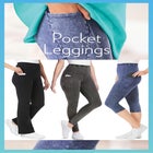 Side Pocket Ankle-Length Pull-On Stretch Knit Cotton Spandex Leggings image number null