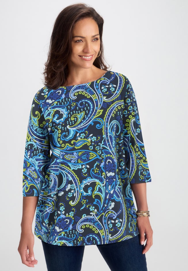 Stretch Cotton Boatneck Tunic image number 6