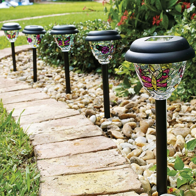 Tiffany Style Solar Stake Lights, Set of 5 image number 0