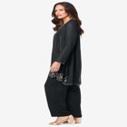 Plus-Size Long Sleeve Floral Beaded Georgette Three-Piece Pant Set image number null