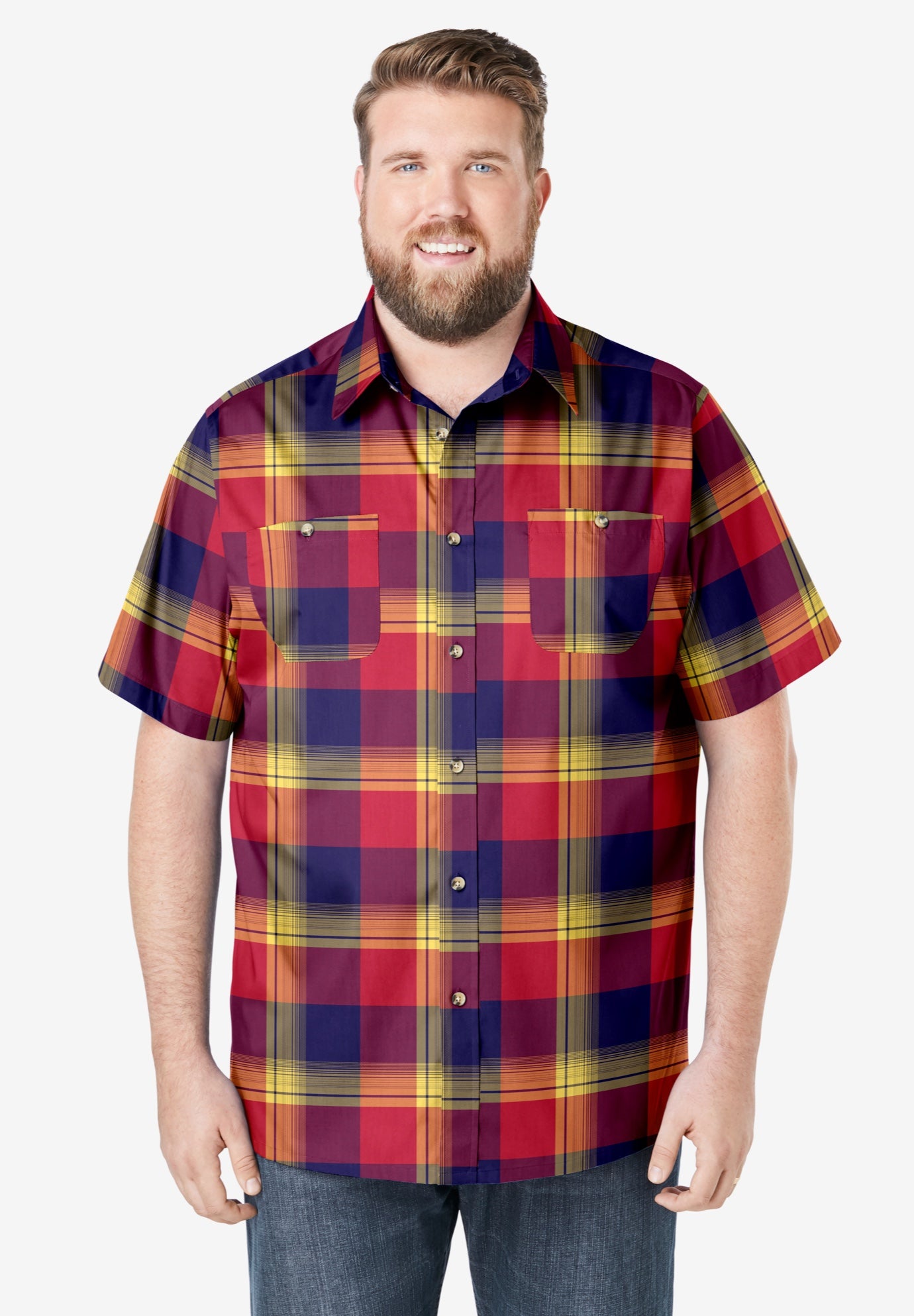 Wrinkle-Resistant Short Sleeve Button Down, Printed image number 0