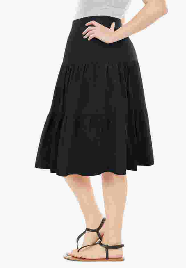 Elastic-Waist Knit Tiered Skirt image number 2