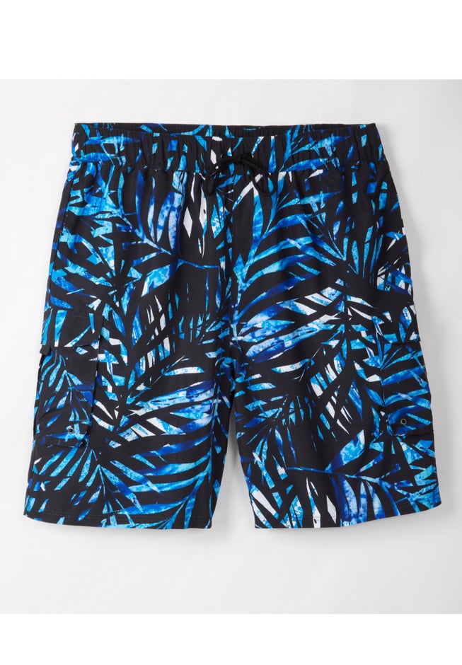 8" Printed Cargo Swim Trunks image number 1