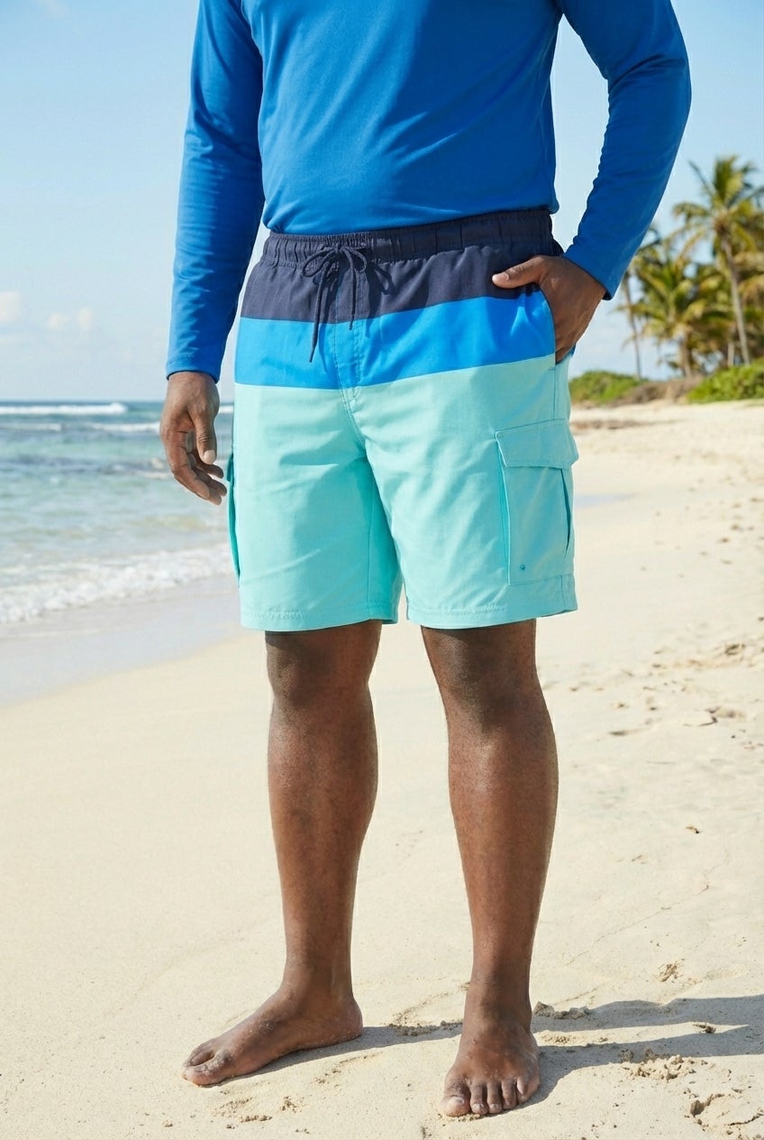 8" Printed Cargo Swim Trunks image number 0