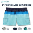 8" Printed Cargo Swim Trunks image number null