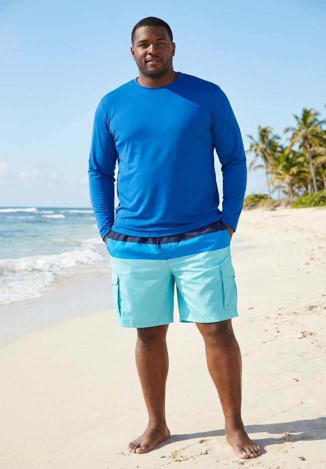8" Printed Cargo Swim Trunks image number 4