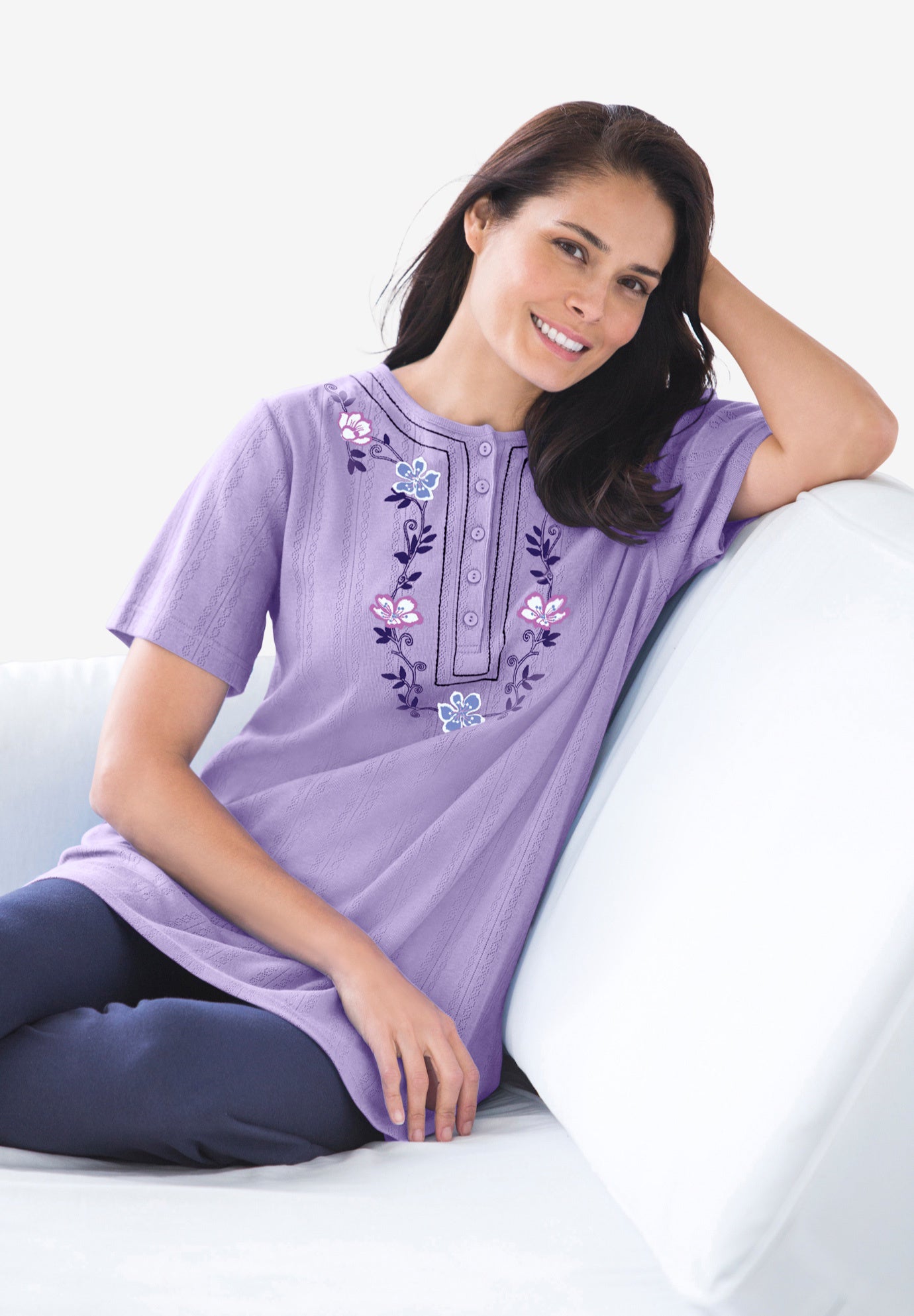 7-Day Embroidered Pointelle Tunic image number 3