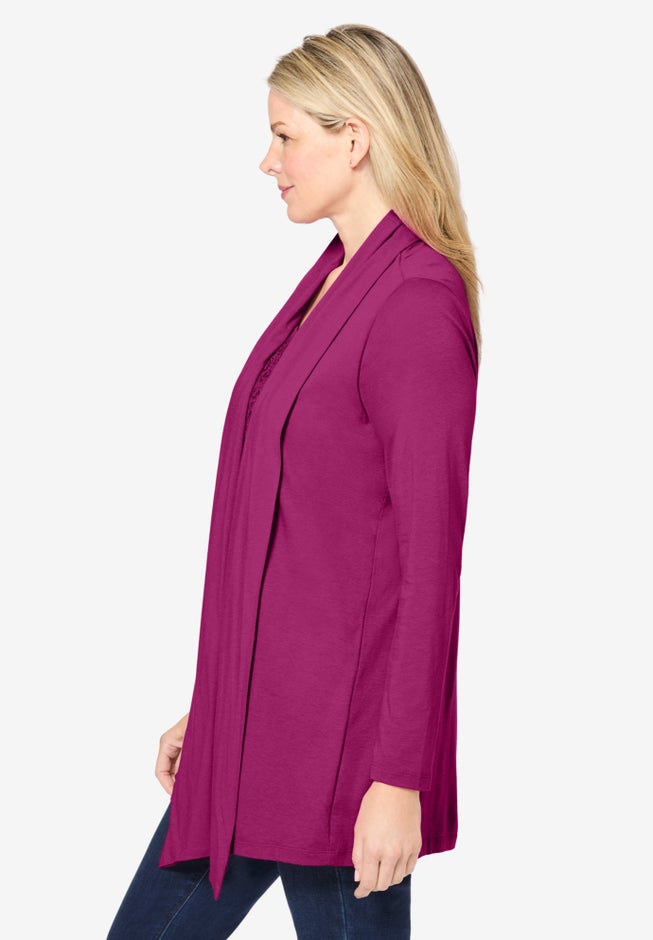 2-Fer Cardigan & Attached Lace Tunic image number 5