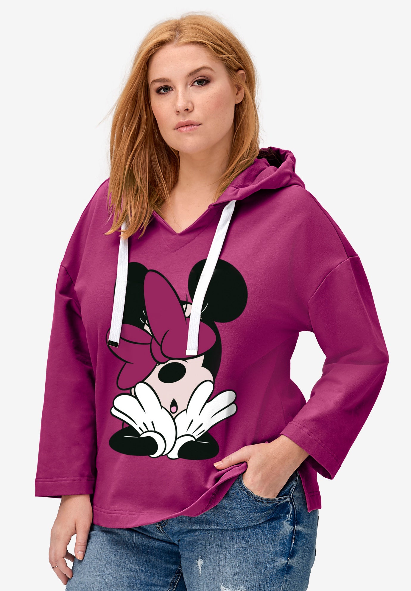 Disney Women's Hooded Sweatshirt Raspberry Minnie Mouse image number 0
