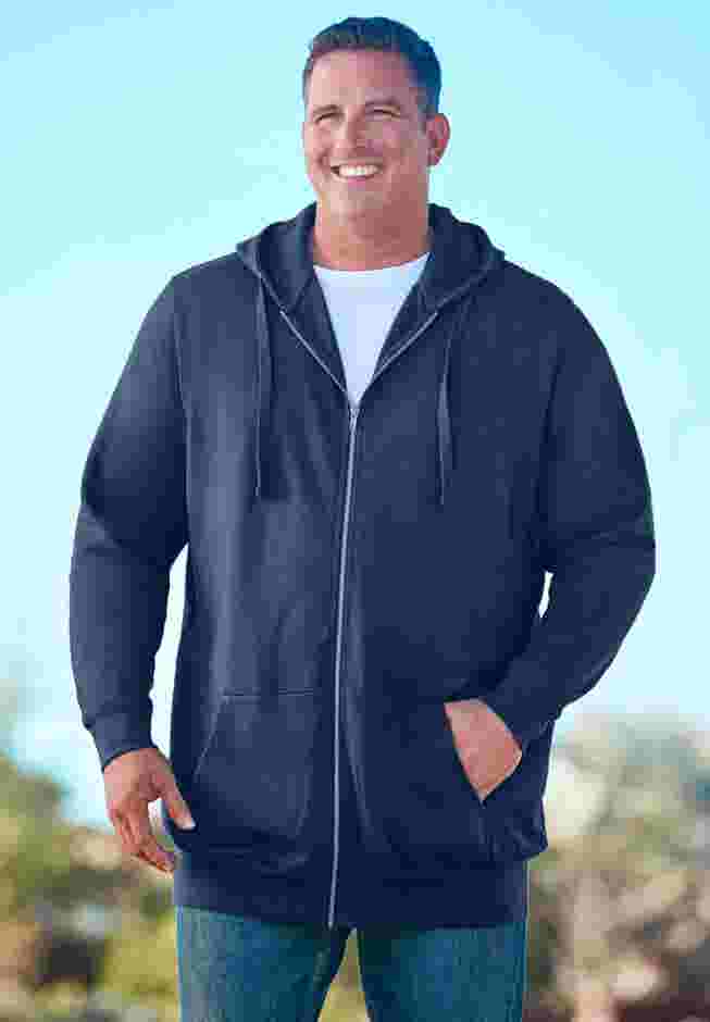 Longer-length Fleece Full Zip Hoodie image number 1