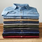 Short Sleeve Denim and Twill Shirt image number null