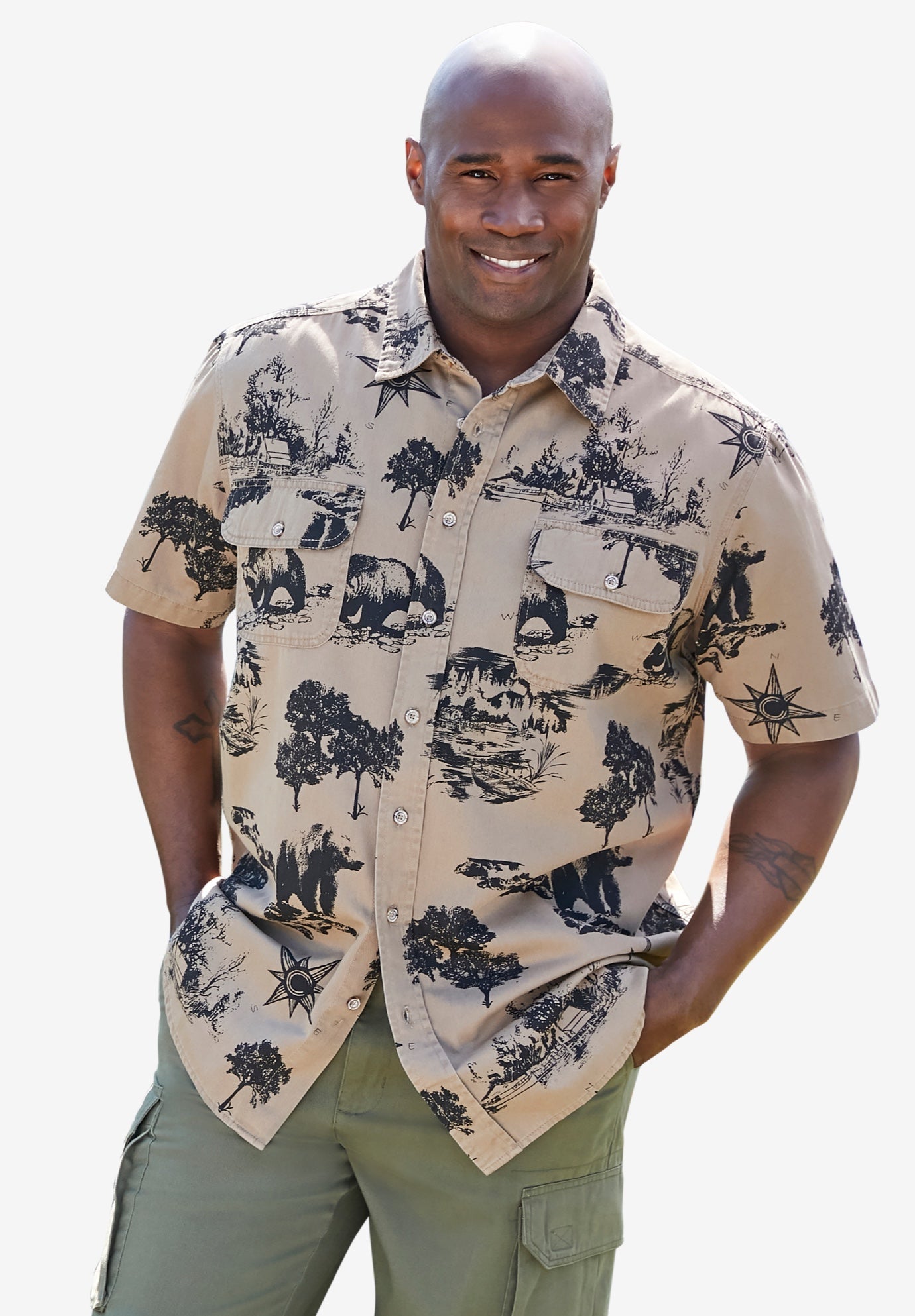 Short Sleeve Denim and Twill Shirt image number 6