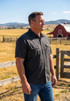 Short Sleeve Denim and Twill Shirt